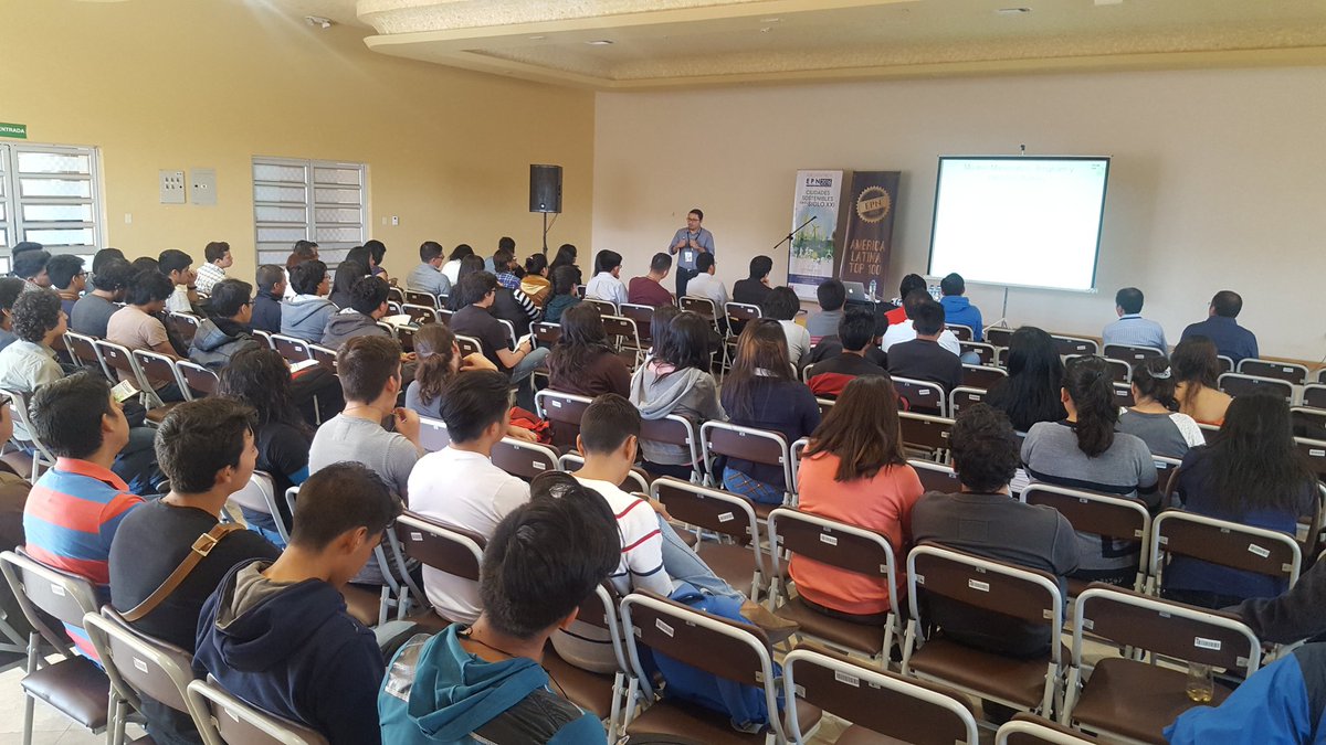 EPNEcuador's tweet photo. #EncuentrosEPN Sergio González, simulación numérica de fluidos complejos. Charla de modelización @EncuentrosEPN  @HabitatIIIQuito https://t.co/99ppFswGum