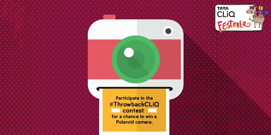 TataCLiQFashion's tweet photo. This Diwali, stand a chance to win a Polaroid camera with Tata CLiQ. Stay tuned for an exciting contest. #ThrowbackCLiQ #TataCLiQFestober. https://t.co/mIPNh86S33