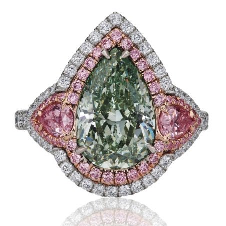 Among the #rarest #diamonds on Earth, this elegant pear-shaped #green #diamond is unmatched in its size, strength of color, and clarity.