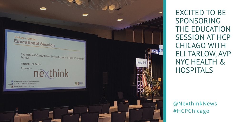 NexthinkNews's tweet photo. Join us @ #HCPChicago to discuss the Modern CIO: How to be a Successful Leader in Health IT Tomorrow! #ITOA #ITgovernance #CIO https://t.co/SMAZRGd5LV