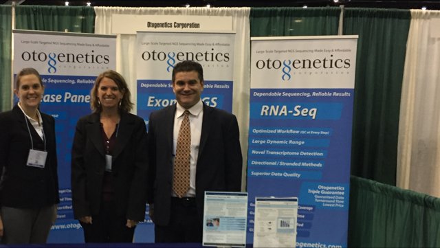 otogenetics's tweet photo. We're excited for another great day at #ASHG16! Head over to booth 132 to learn about our NGS services customized to your project's needs. https://t.co/K60H5Bk61u