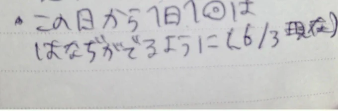 今は昔のスケジュール帳の殴り書きにまじで！？そんな時期あった！？！？ってなってるところ(鼻血くらい漢字で書いて欲しい) 