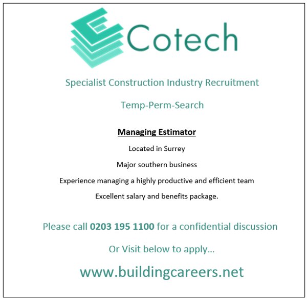 CotechCareers's tweet image. #ManagingEstimator #Jobs #construction #constructionjobs #surrey #contractor #majorcontractor #SouthEast #SouthEastJobs
#Recruitment