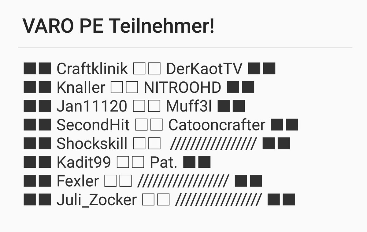 craftklinik's tweet photo. Aktuelle VARO PE Teilnehmer!

Bitte retweeten!! Möchte schnell noch beginnen können!!! :D

Fürs Teilnehmen einfach schreiben! :) https://t.co/b5coVV0h0K