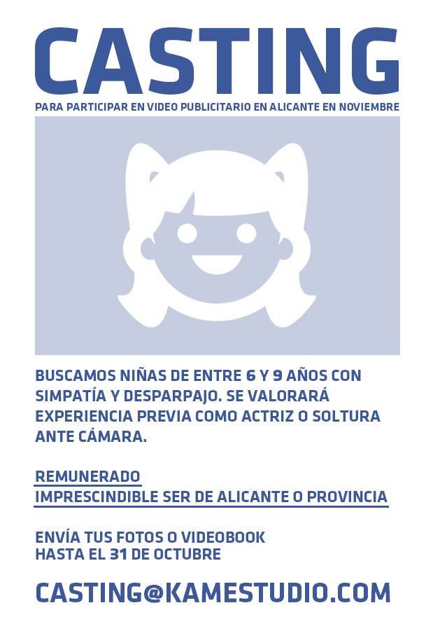 Buscamos NIÑAS de entre 6 y 9 años para protagonizar nuestro próximo video publicitario en Alicante!!