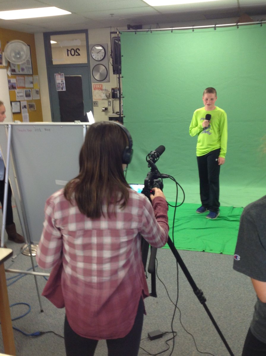 lms_computers's tweet photo. LMS College &amp; Career Day: 8th grade students creating a green screen skit with Mr. Beaulieu and Mrs. Roy. #CollegeAndCareerReady #STEM https://t.co/IdPPuw9HX3