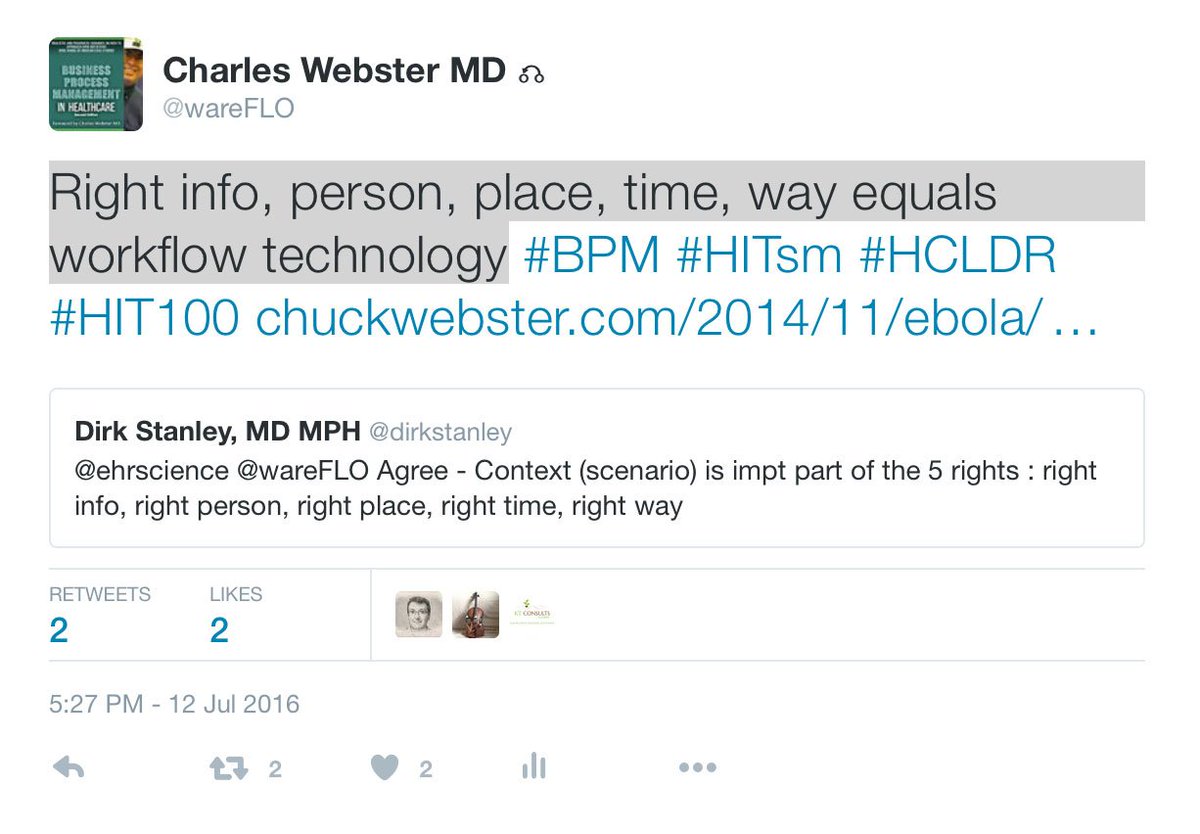 wareFLO's tweet photo. Chuck, #cbus, workflow. #KareoChat
Workflow tech! Right info, person, place & time!
Right care info, care person etc! #RightCareActionWeek https://t.co/cMp9H5tzJO