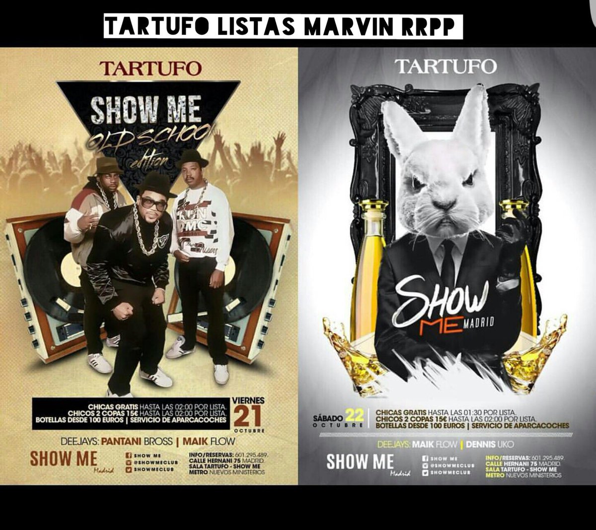 MarvinRRPP's tweet photo. 🔷TARTUFO🔷 (+18) #ShowMeMadrid
🌃Cada fin de semana te esperamos con la mejor música en una de las salas más bonitas de Madrid! https://t.co/pwsGdzzZgK
