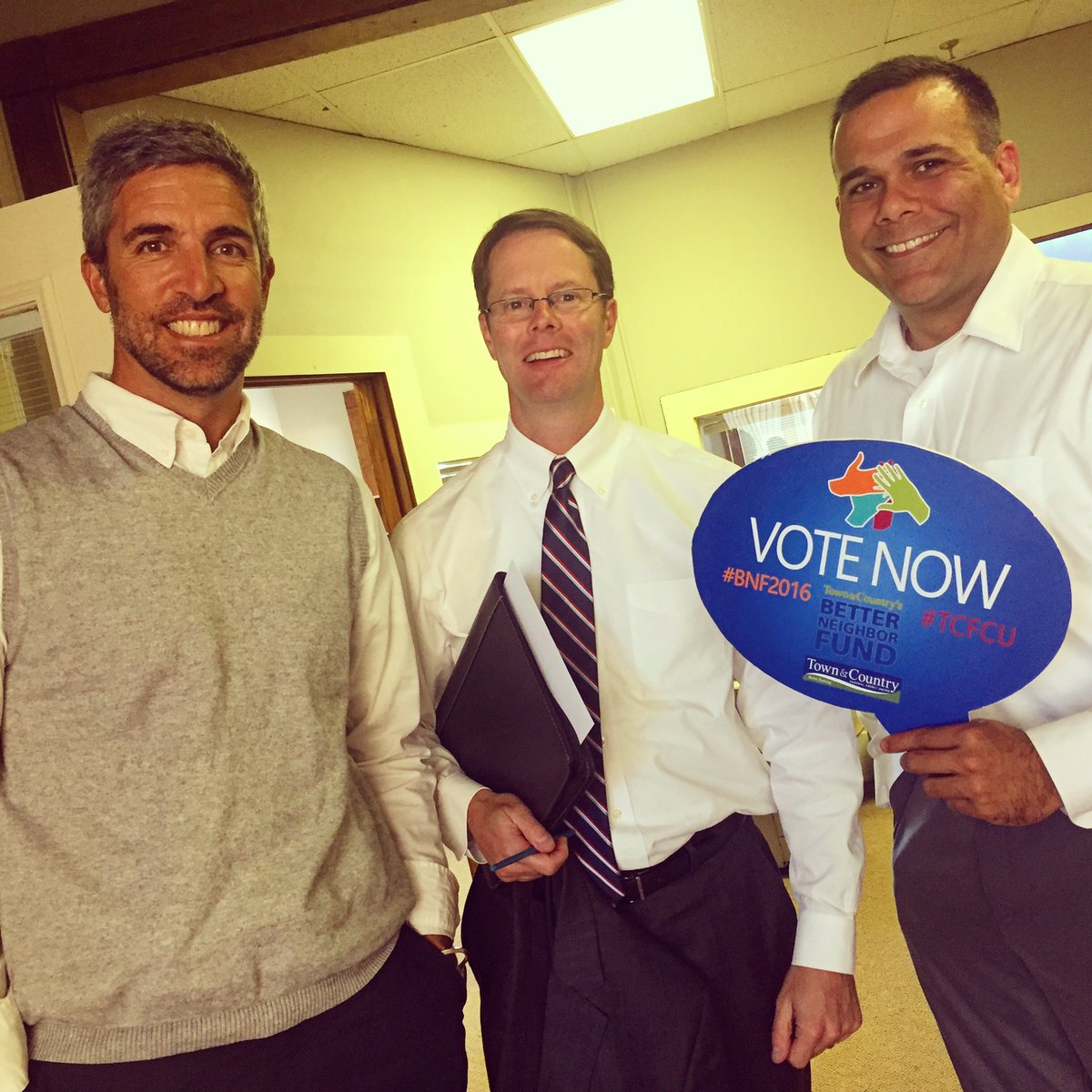 JAofMaine's tweet photo. Board members Dave, Steve & Jeff here to remind you to vote for JA in @TownCountryFCU Better Neighbor Fund! https://t.co/3abw9Xxf2h #BNF2016 https://t.co/u9gBQcyyky