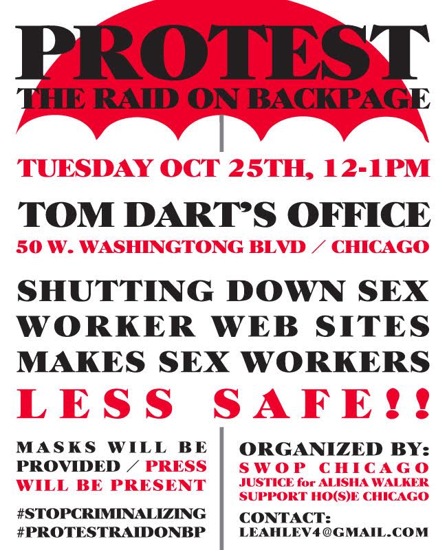 supporthosechi's tweet photo. UPDATED FLYER #Chicago Stand w/ #sexworkers 10/25 @ NOON 50 W Washington No more cops. No more raids. No more Tom Dart. #ProtestRaidOnBP https://t.co/dMOZwX4AyD
