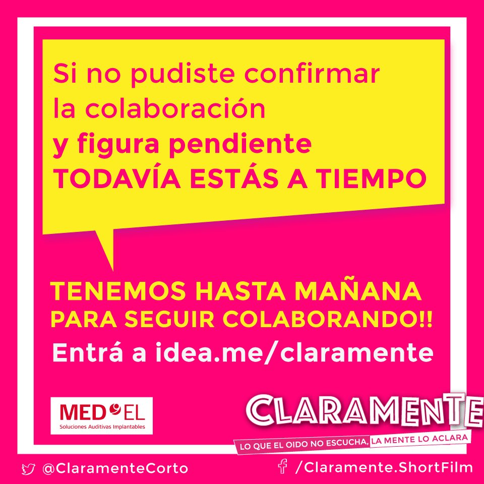 ClaramenteCorto's tweet photo. Dale! Entrá al link y confirmá tu colaboración, tenemos hasta mañana de yapa! https://t.co/5sVXdTXczp https://t.co/6kcepvOwB7