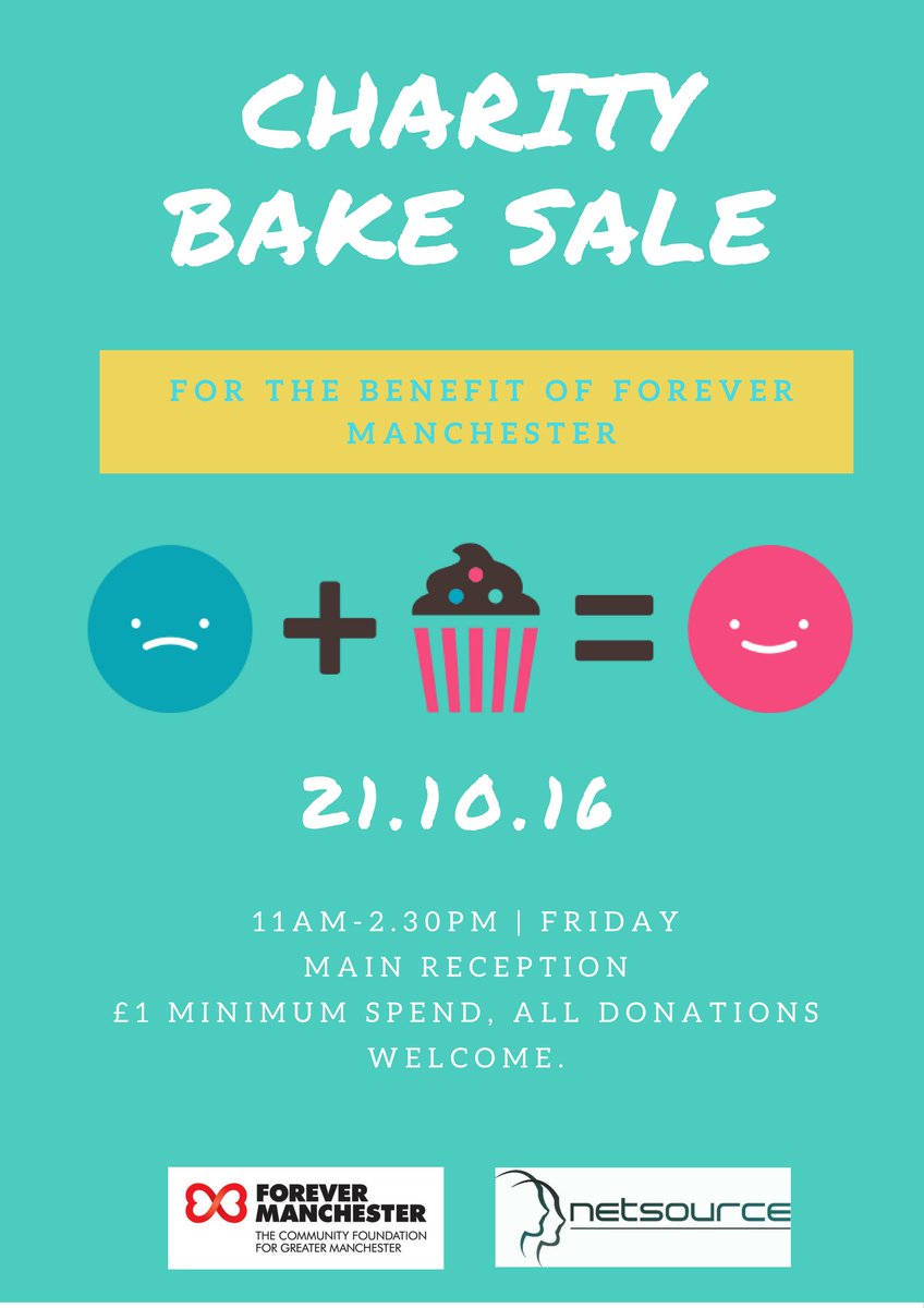 Netsource_LTD's tweet photo. TOMORROW...Come laugh at us fancy dress & eat lots of cake to raise money for @4EVERManchester #Friyay #caketober #oxfordst #teamnetsource https://t.co/7ahU8OzEru