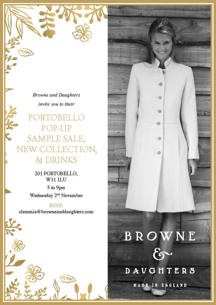 You are #invited to our #AW16 #drinks #sale on 2nd November, 4.30 to 5pm at 201 Portobello Road #madeinengland #bespoke #madewithlove