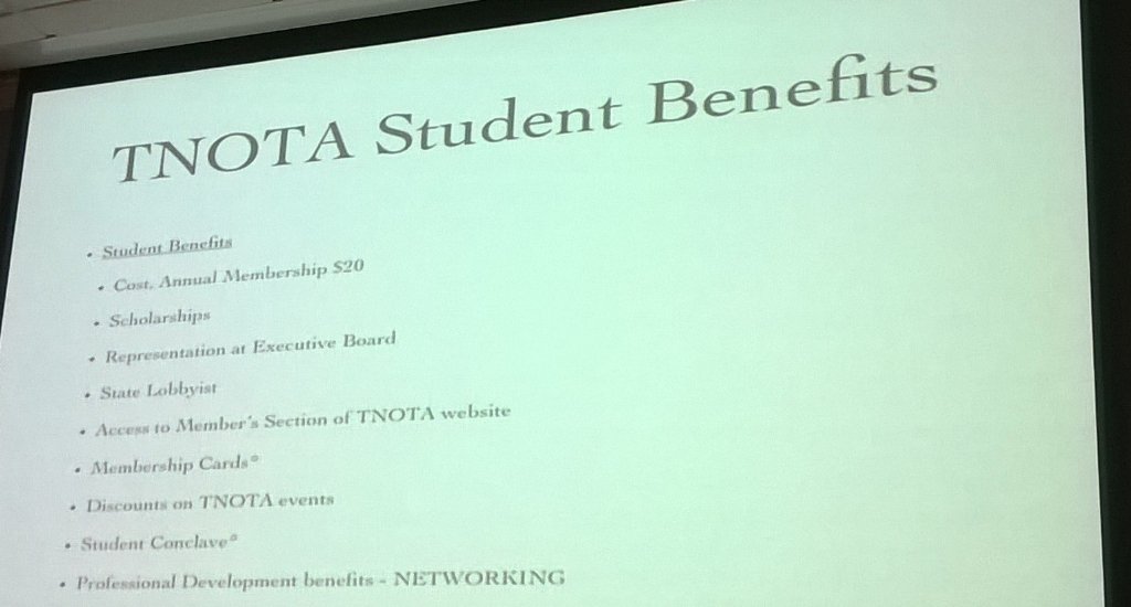 vrutledg's tweet photo. TNOTA benefits available to OT students. #utcotd https://t.co/Een18TKdnP