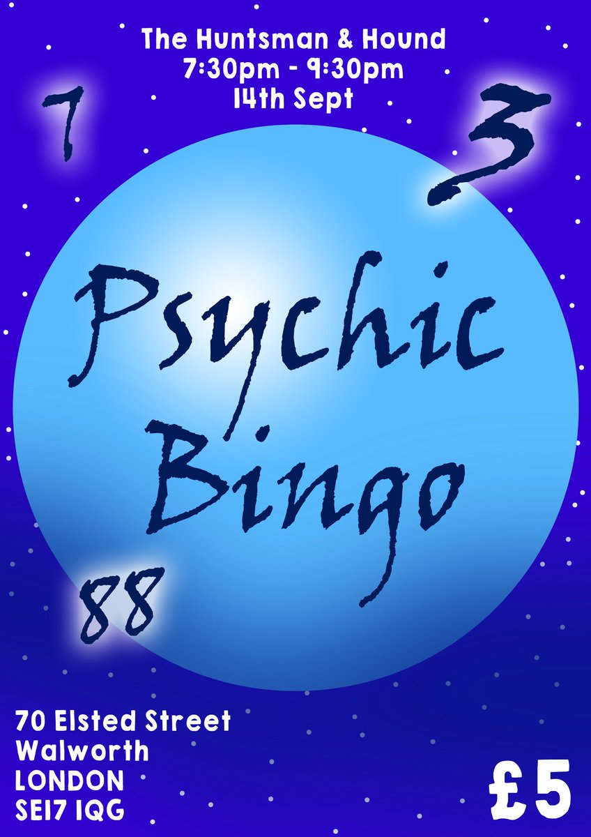 WeImagineThat's tweet photo. Come and join us this Sunday for Psychic Bingo! https://t.co/eI6nrAaluq