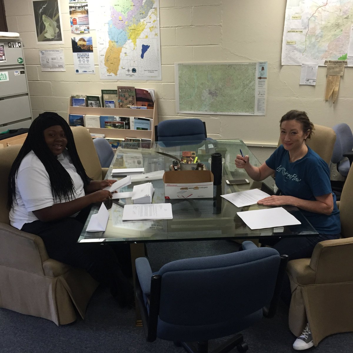 BWRiverkeeper's tweet photo. #Volunteers have propelled us for 15 years and now help #DefendRivers more than ever! Here, @HFCristoRey &amp; @LetRiversFlow reps #collaborate. https://t.co/bTHr1wI1h3