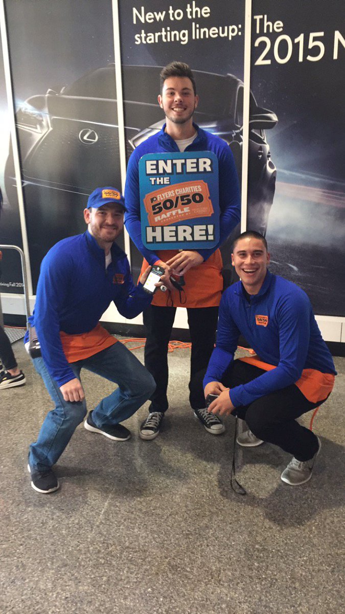 FlyersCharities's tweet photo. Our 50/50 raffle sellers are ready to sell you a lucky ticket! Find any of our roaming sellers or kiosks to get your 50/50 raffle ticket! https://t.co/EzRnjBKZkp