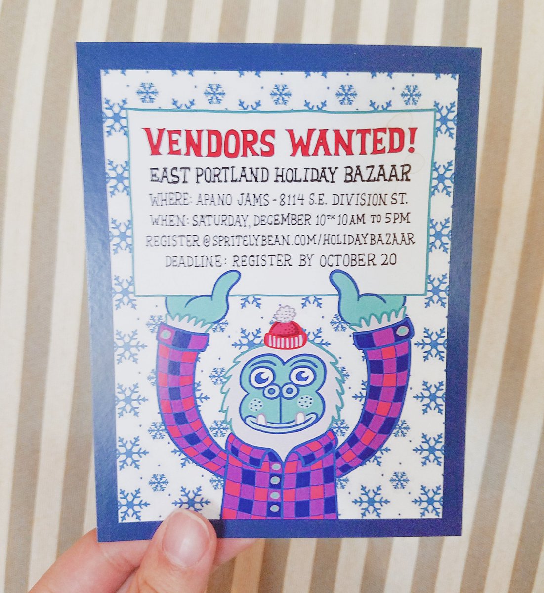 SpritelyBean's tweet photo. Today is the LAST DAY to sign-up for the East Portland Holiday Bazaar! We have over 100+ vendors &amp; tons of awesome handmade goods! #ephb2016 https://t.co/UAYOn6LhM1