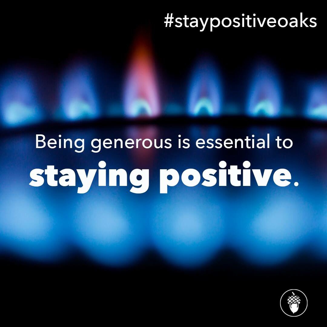 oakschapel's tweet photo. Being generous is essential to to staying positive. #staypositiveoaks #oakschapel https://t.co/Wj29ABbuAD