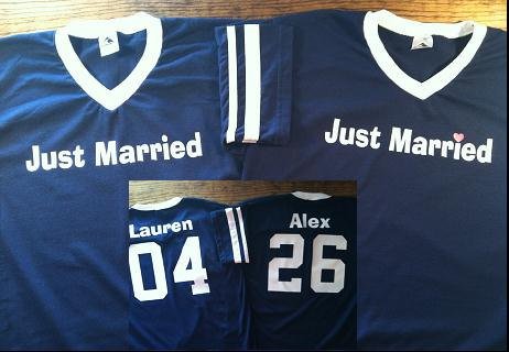 BrideWear's tweet photo. #JustMarried #Couples Jersey Style T-shirts https://t.co/TCh6mc0PXS #Bride #Groom #Honeymoon #Wedding #Rehearsal #Bridalparty #TrueLove #US https://t.co/xQf4qGJfFk