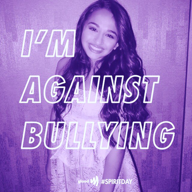 JazzJennings__'s tweet photo. Stand against the bullying and intolerance occurring throughout society and take actions to support LGBTQ youth💜 #spiritday @glaad https://t.co/kqj3AVelAw