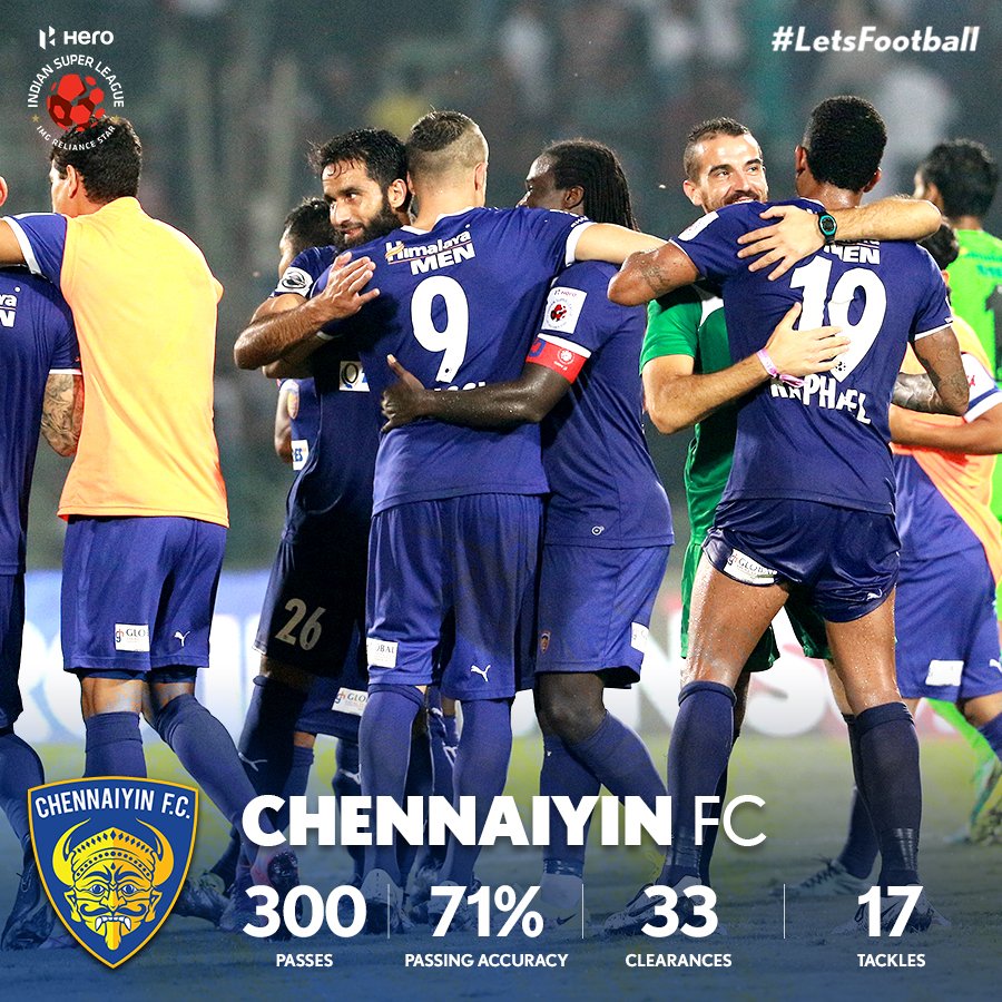 Here are all the key numbers from @ChennaiyinFC's 1st win over @NEUtdFC in the #HeroISL! #NEUvCHE #LetsFootball https://t.co/7oUbLZkxTi