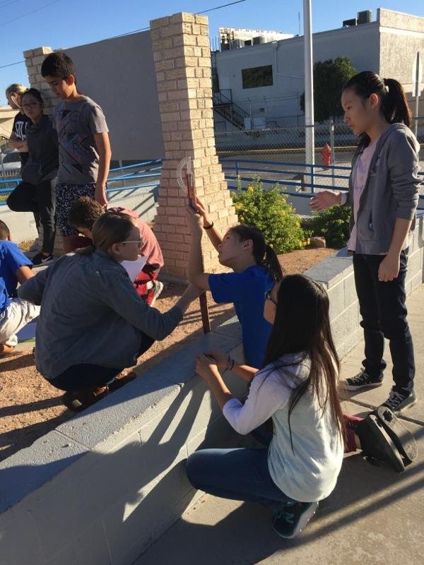 <a href="/dromonoski/">Ms. Romonoski</a> students figuring out how tall the flagpole is with a ruler, protractor, and a plumb.That &amp; good old Trigonometry #CCSD4Students