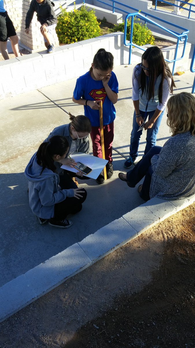 HydePark_MS's tweet photo. @dromonoski students figuring out how tall the flagpole is with a ruler, protractor, and a plumb.That &amp; good old Trigonometry #CCSD4Students https://t.co/H3lUMRynNn