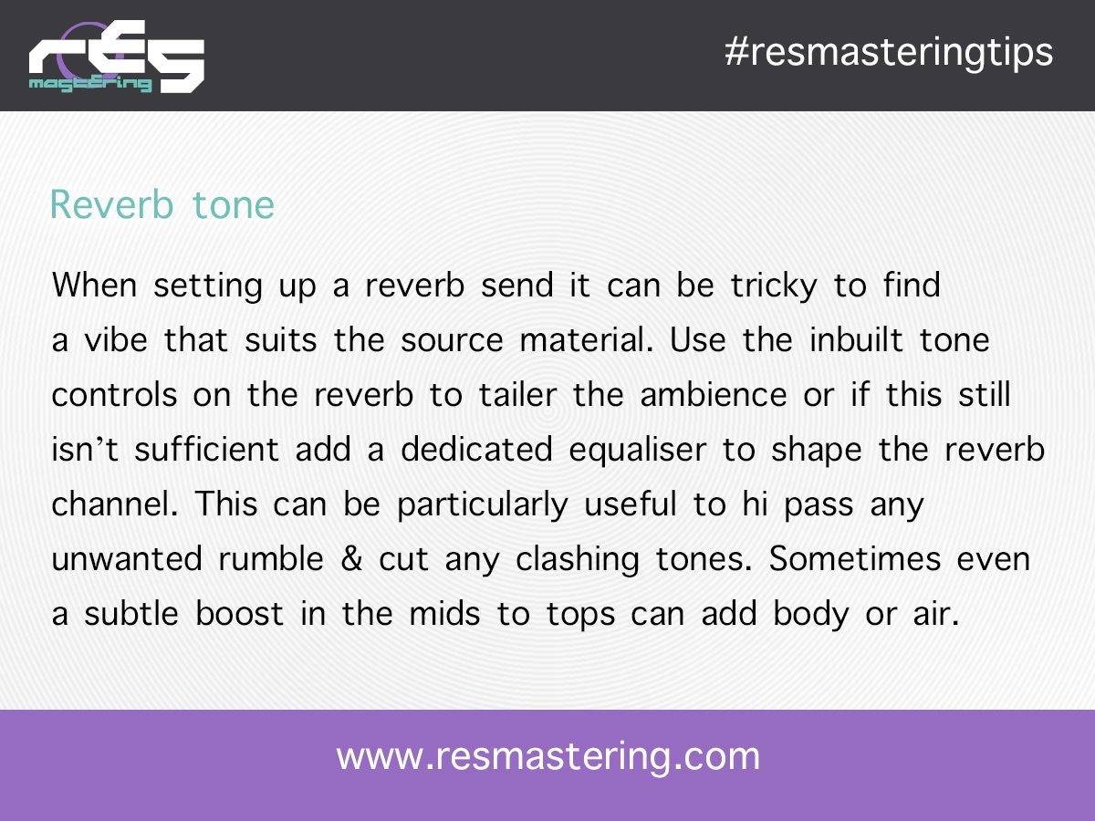 ResMastering's tweet photo. How do you shape your reverb? Here's a @ResMastering tip!
#resmasteringtips #musicproduction #mixing #mastering https://t.co/0eo6iY7Ear