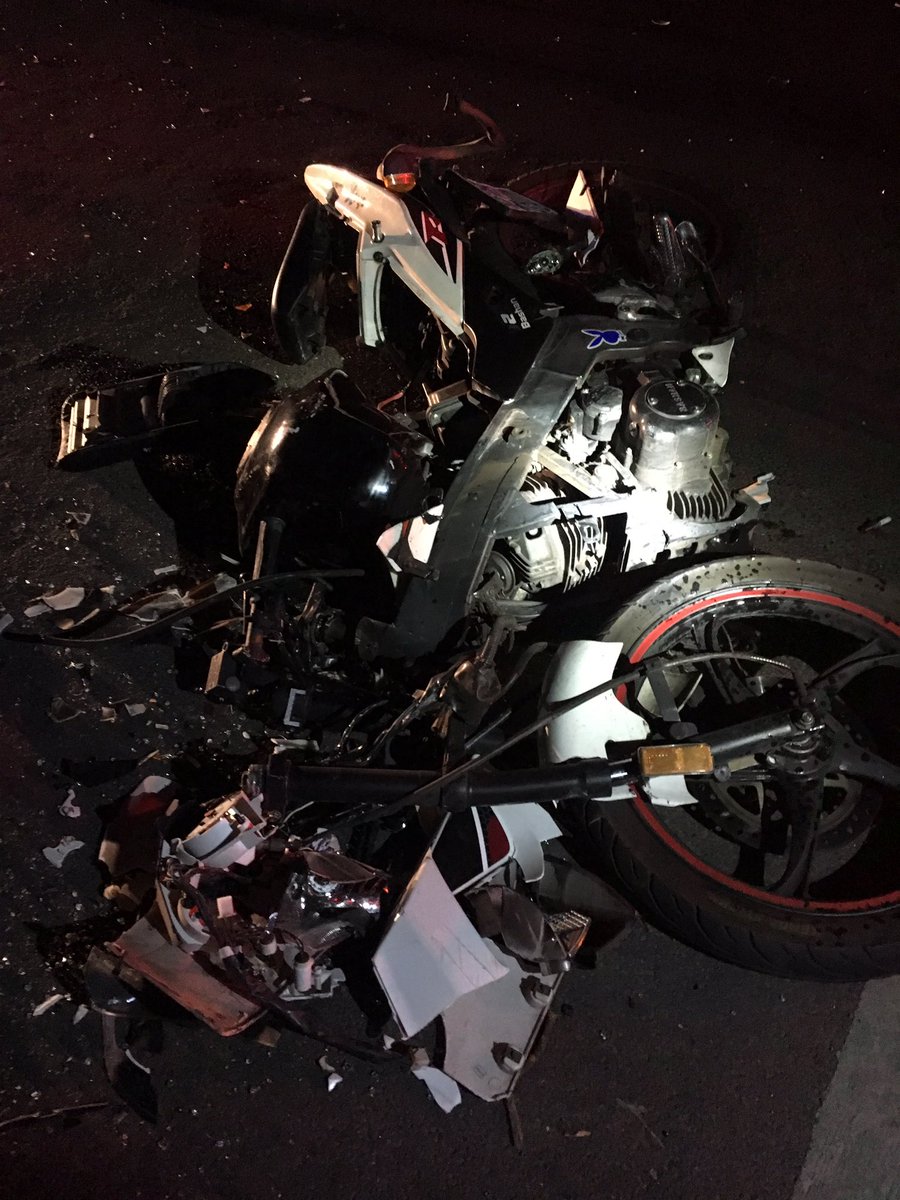 Help24Group's tweet photo. Biker down on South Ave outside Adelaar high school. Serious damage to Audi and not much left of bike. 1 pt-moderate injuries. https://t.co/QeFkx6vLyh