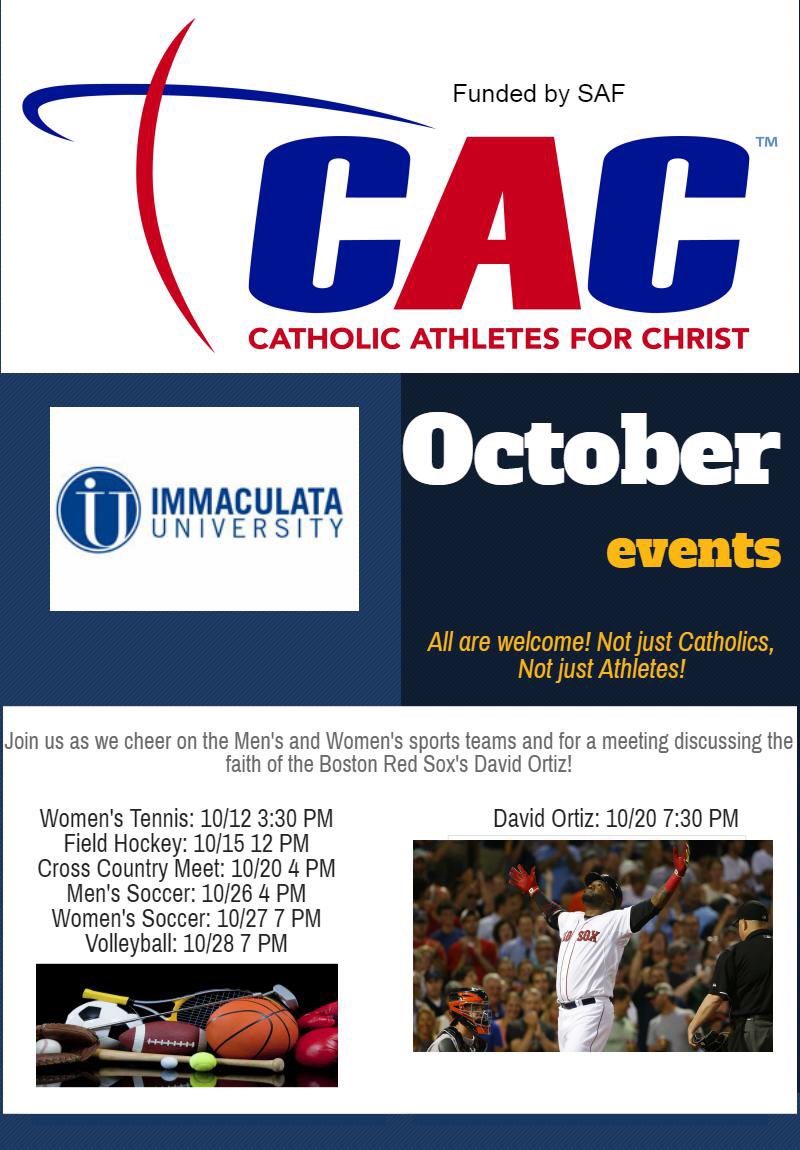 immaculataCAC's tweet photo. Meeting tonight at 7:30 in Loyola 127 and Cross country meet at 4. Come out and support CAC! https://t.co/sqUDKGO51F
