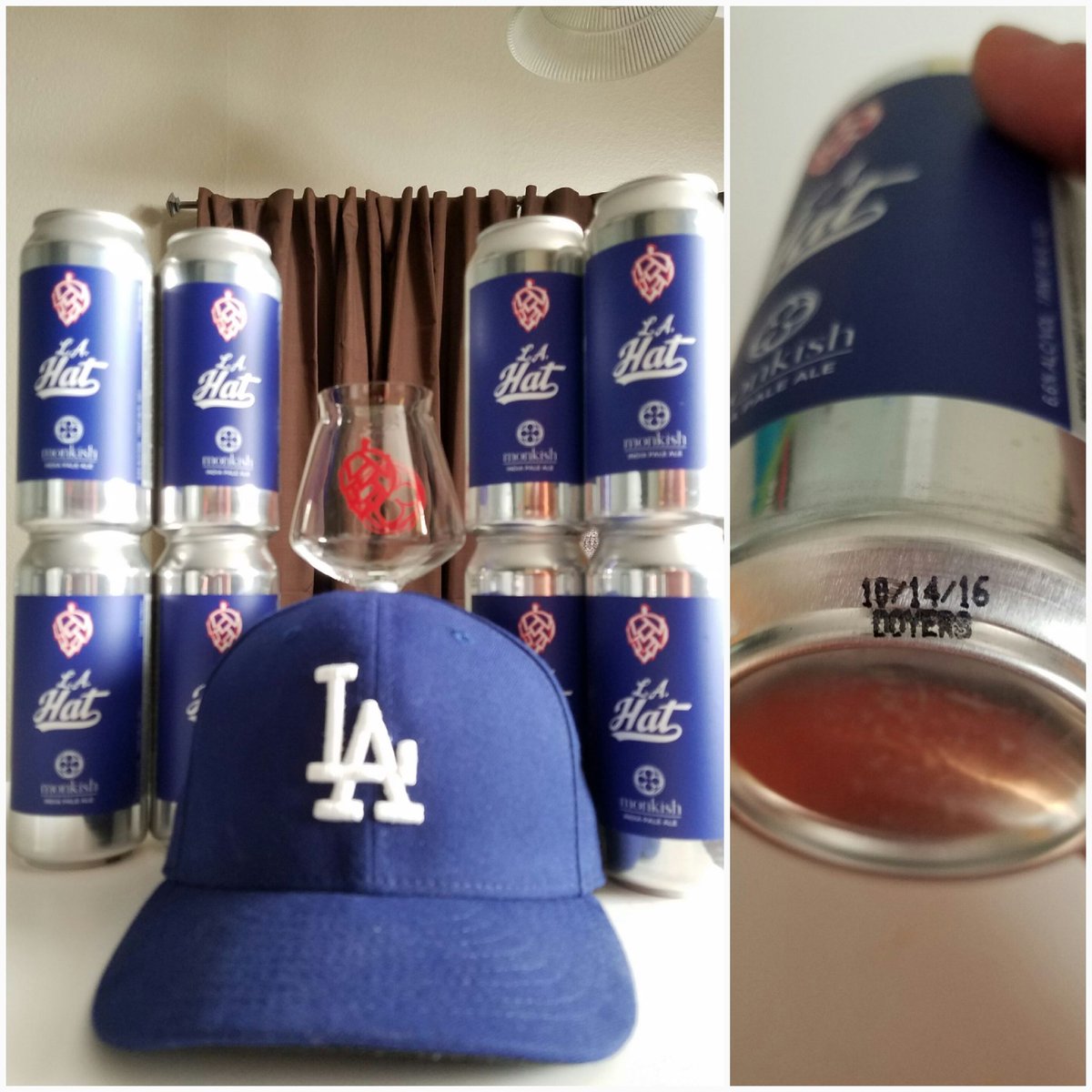 CraftBeerReview's tweet photo. .@monkishbrewing L.A. Hat IPA. Paying homage to the best baseball team & an ode to amazing IPAs! #craftbeer #azmcbl https://t.co/loFCSGg3pb