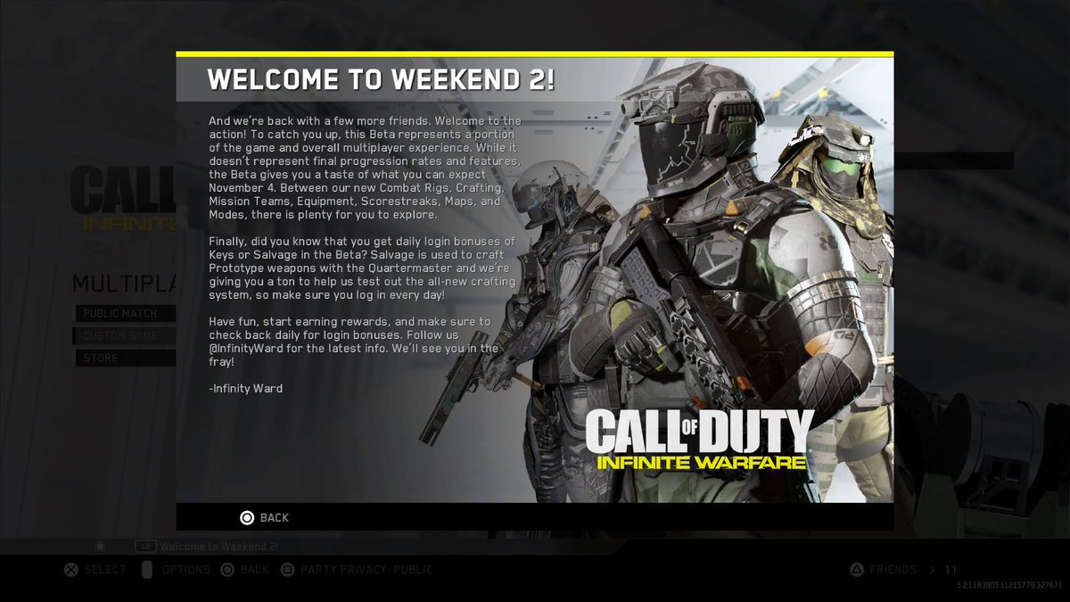 charlieINTEL's tweet image. BREAKING: Infinite Warfare BETA Weekend 2 is LIVE NOW on PlayStation 4 getintel.co/2dRSJ0T