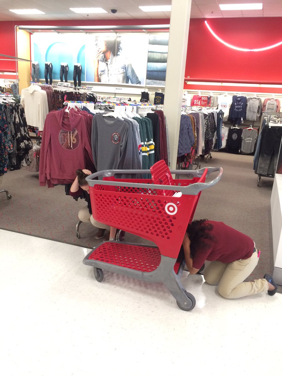 Mr_Target_'s tweet photo. The Great ShakeOut Drill 2016!! "Drop, Cover and Hold On" #ShakeShakeShake https://t.co/gbpnJyu9io