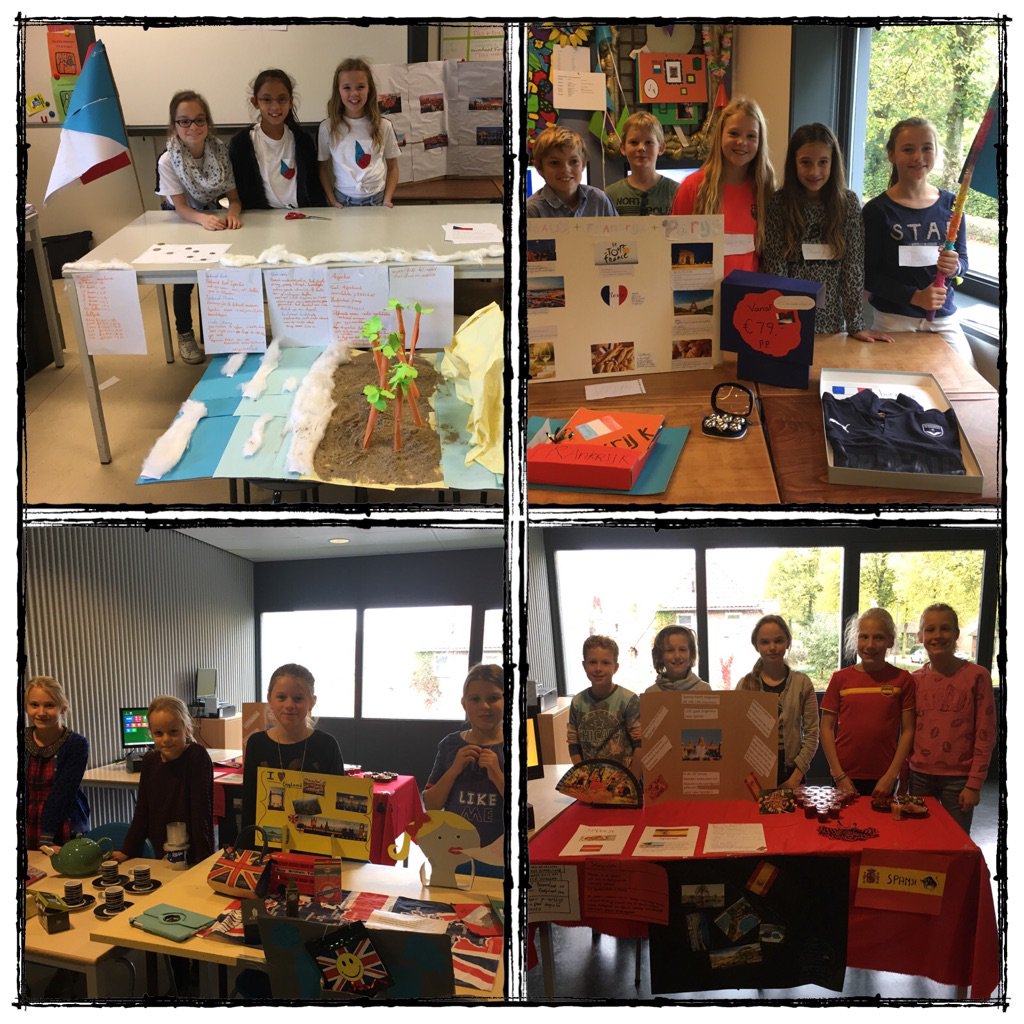 Vanmiddag was er na weken werken aan ons Europa project eindelijk de vakantiebeurs van groep 7 We zijn er stil van geworden als jury! 1/3
