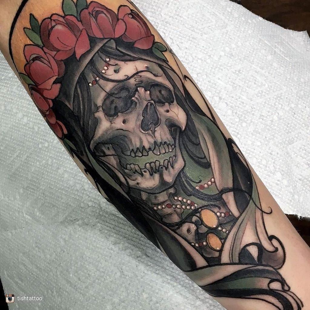 120 Amazing Santa Muerte Tattoos With Meanings 2023  TattoosBoyGirl