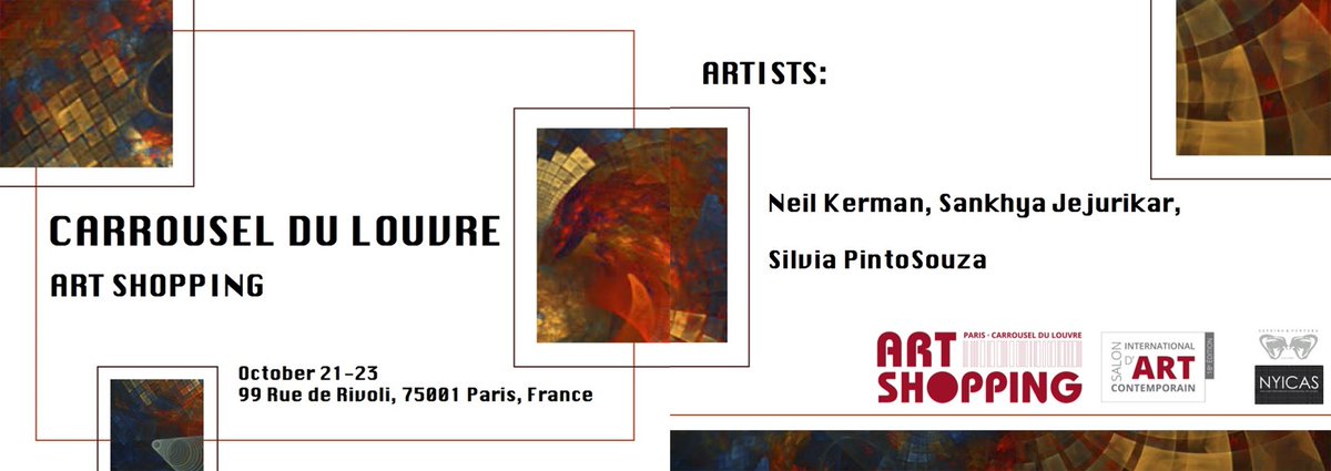 Tomorrow! 10/21-10/23 is Art Shopping #carrouseldulouvre ! SV artists <a href="/silviapsouza/">Sílvia</a> <a href="/itsAkermanArt/">It's A Kerman</a> and <a href="/sankhyaj/">Sankhya S Jejurikar</a> work will be shown.