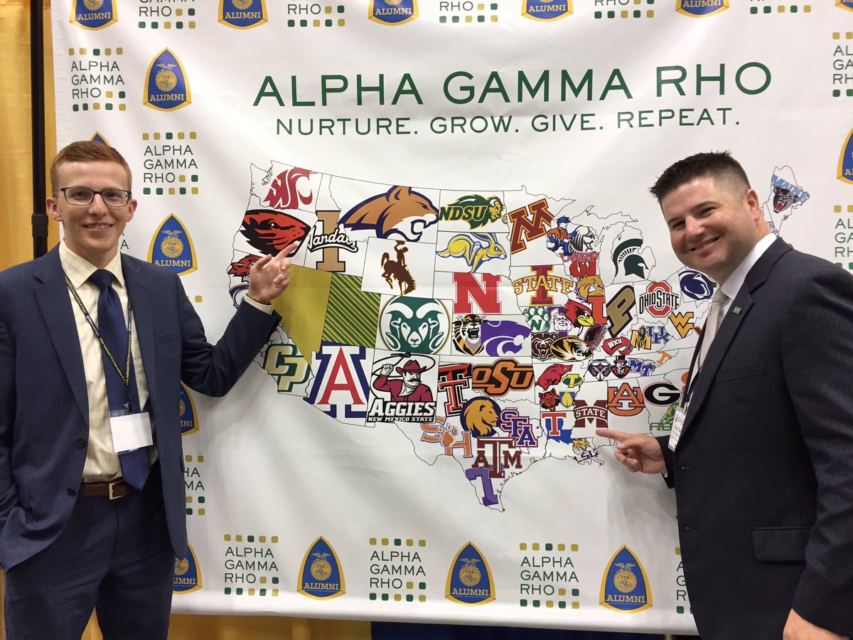 <a href="/SethBPratt/">Seth Pratt</a>, <a href="/agrbetaphi/">IDAHO AlphaGammaRho </a> alumnus &amp; <a href="/ContextNetwork/">The Context Network</a> consultant, stopped by .<a href="/NationalFFA/">National FFA</a> booth 1637 to see <a href="/BradleyGarrison/">Brad Garrison</a> from <a href="/AGR_BetaTau/">Alpha Gamma Rho</a>