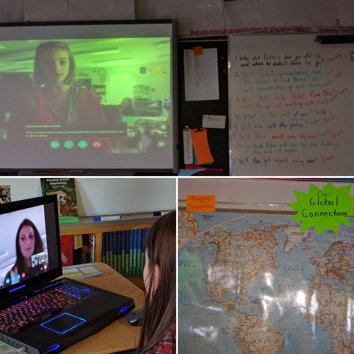 t_hankinson's tweet photo. HMRobbins Gr6/7 class skyping with a sister class in Maine 4a book study. Forming global connections = 21C learning. #adsblearns #iladsb https://t.co/E73996sGPb