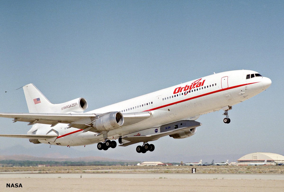 planenut27's tweet image. THE FUTURE OF AVIATION
NASA X-34 Technology Testbed Demonstrator, designed and built by Orbital Sciences Corp. Lifting off on a L-1011