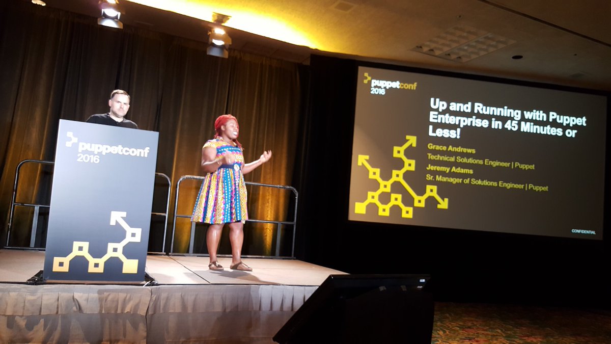 blkintechnology's tweet image. Love seeing black women in tech slaying the stage. @GraceEwuraEsi speaking at #PuppetConf 2016
