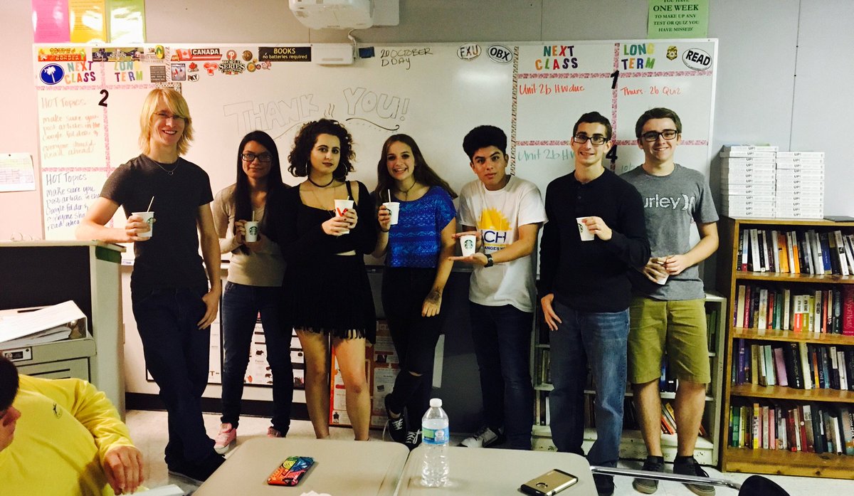 AvonGrove_HS's tweet photo. AGHS students wrap up Coffeehouse enrichment period with @Starbucks coffee! #literacymatters #engagedgroup #AGPride https://t.co/RKjpqm2Ttm