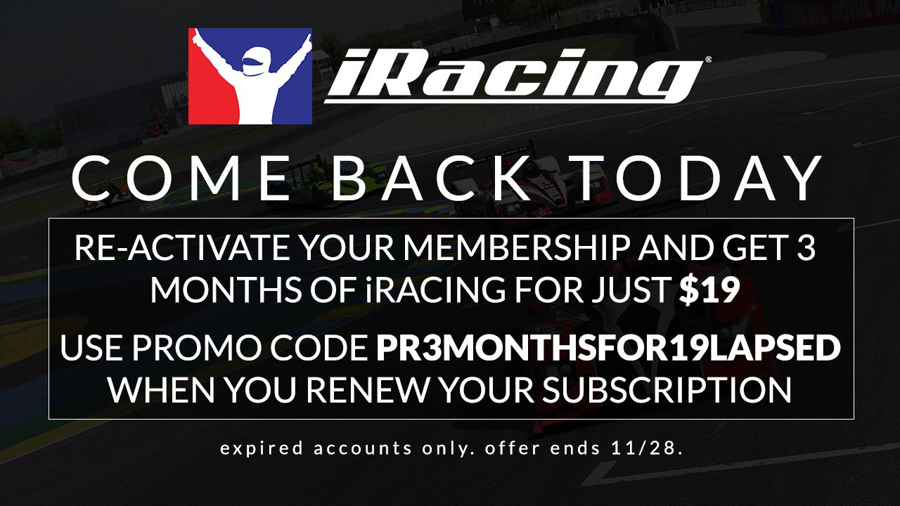 [iRacing] Codes promos (MAJ en 1er post) Page 3 — GTrs The Racing Spirit