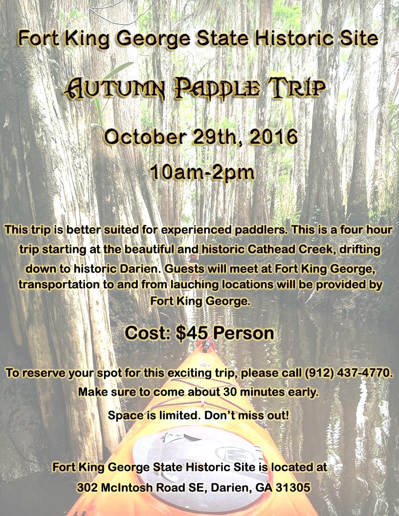 FtKingGeorge's tweet photo. Because of Hurricane Matthew, we had to cancel our October 8th Paddle Trip. We have exciting news! We have rescheduled it for October 29th. https://t.co/gV2MrvYQS6