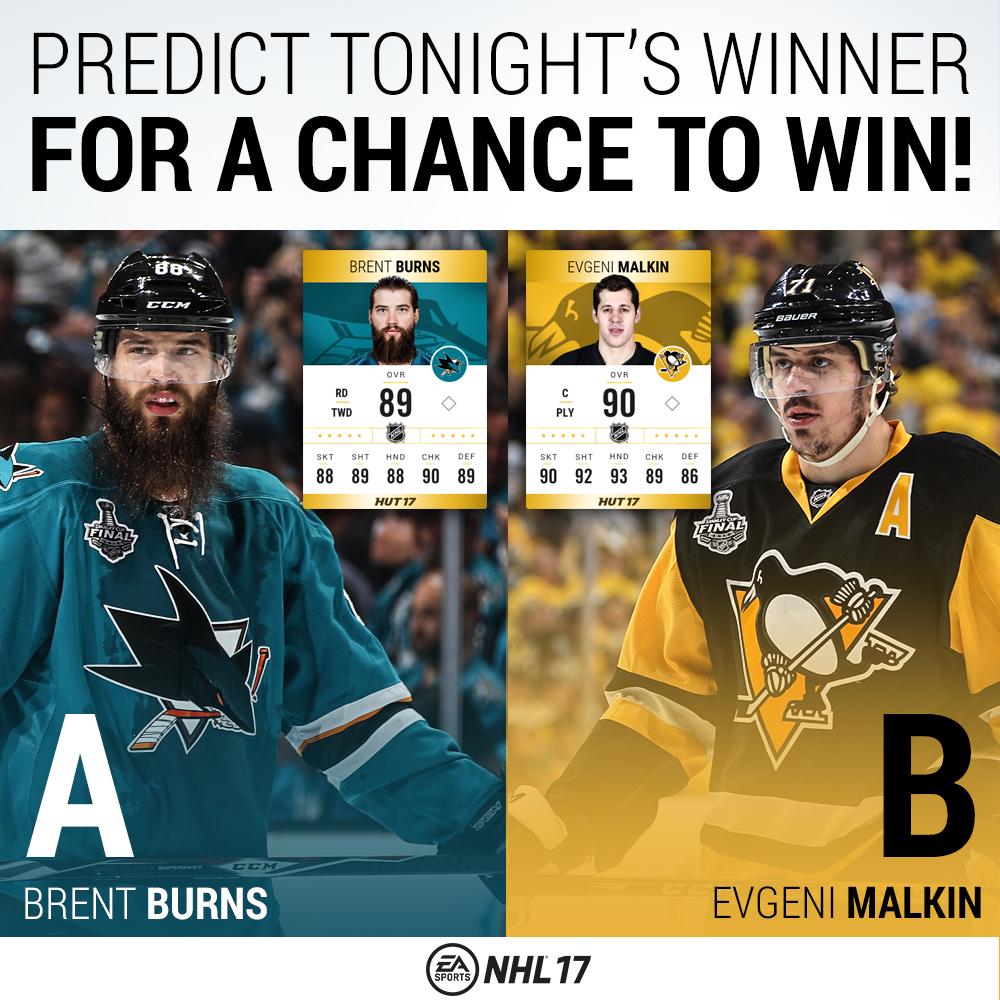 EASPORTSNHL's tweet photo. The Stanley Cup Final Rematch. Who do you think will take it?

RT + Make your pick for your chance to win! #NHL17 https://t.co/Z8d9Cfd1Zz