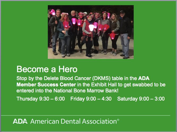 smileychrisdds's tweet photo. @ADANews #savealife #DKMS #ebdchamps #ADADEN Join us to boost donor registration with the Bone Marrow Bank https://t.co/V657iGuge1
