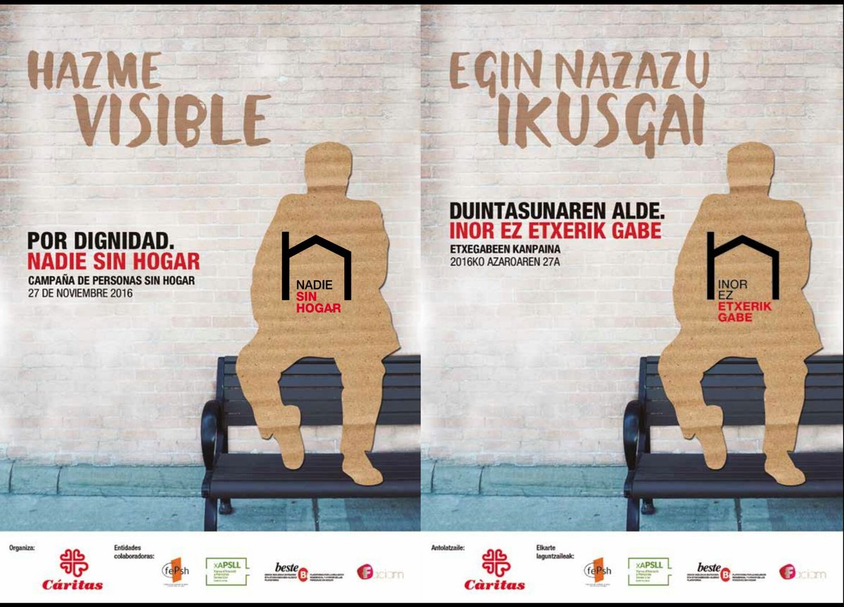BesteBi_PSHbiz's tweet photo. "HAZME VISIBLE" - "EGIN NAZAZU IKUSGAI"

POR DIGNIDAD #NadieSinHogar  
DUINTASUNAREN ALDE #InorEzEtxerikGabe 

#NadieSinFuturo 

#SinHogar https://t.co/IRSMZA3alc