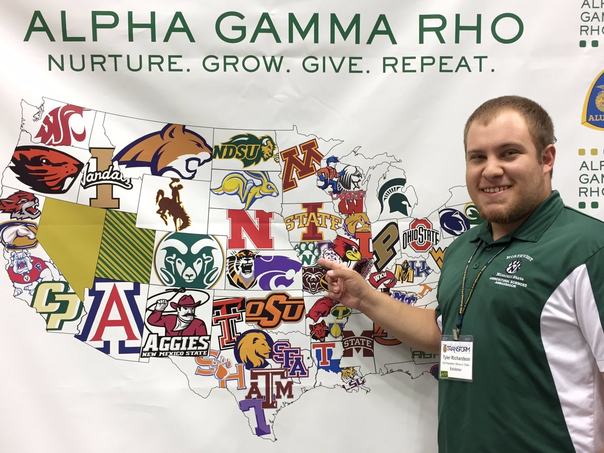 @TheT_Rich14 from <a href="/NWMOSTATE/">Northwest Missouri State University</a> snapped a pic by the AGR Chapter Map at <a href="/ffa_expo/">National FFA Expo</a>! Thanks for stopping by, Tyler! #AGRFFA