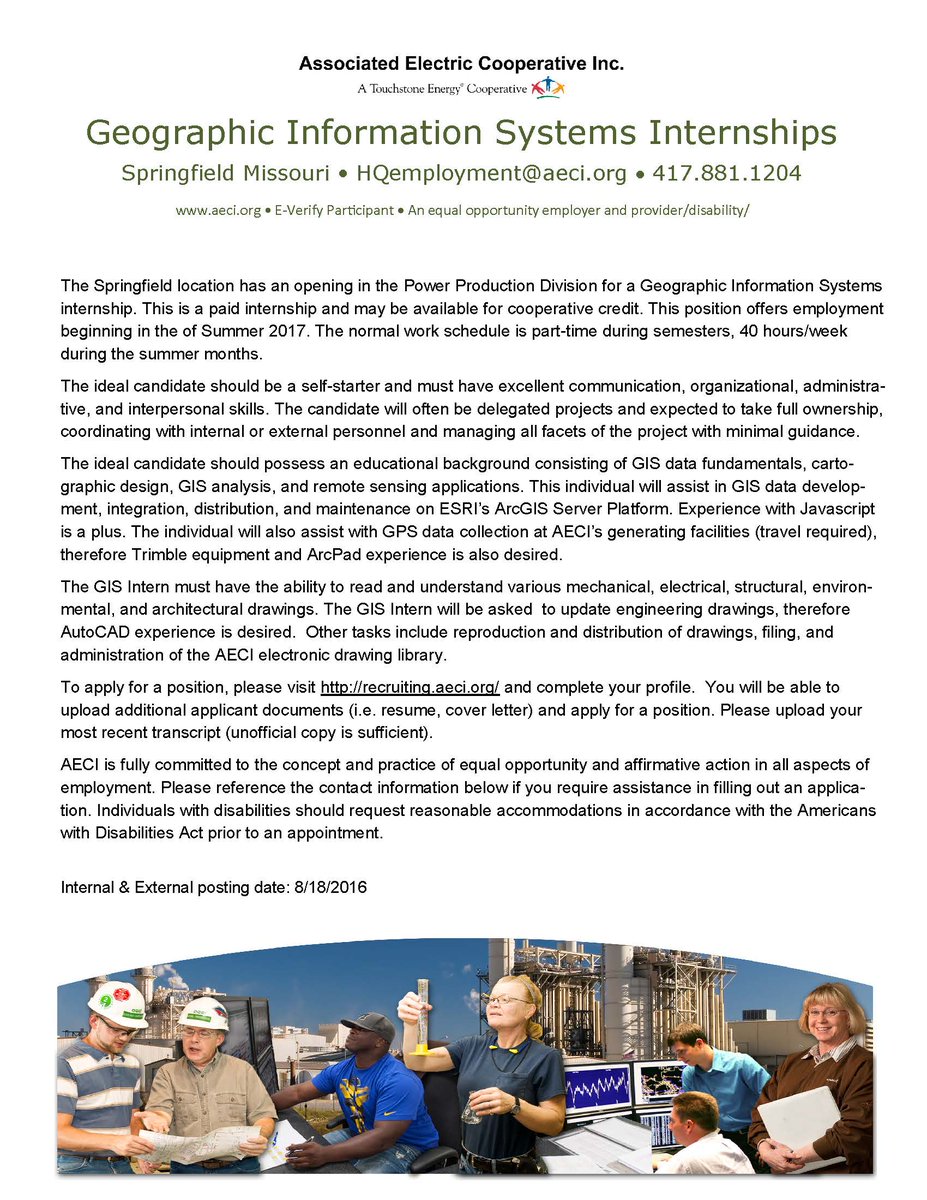 MSUggp's tweet photo. #MSUggp Grad students and Geospatial majors:  please look for the email I sent this afternoon regarding an $18/hr #GIS internship in SGF! https://t.co/wUXox2Jf83