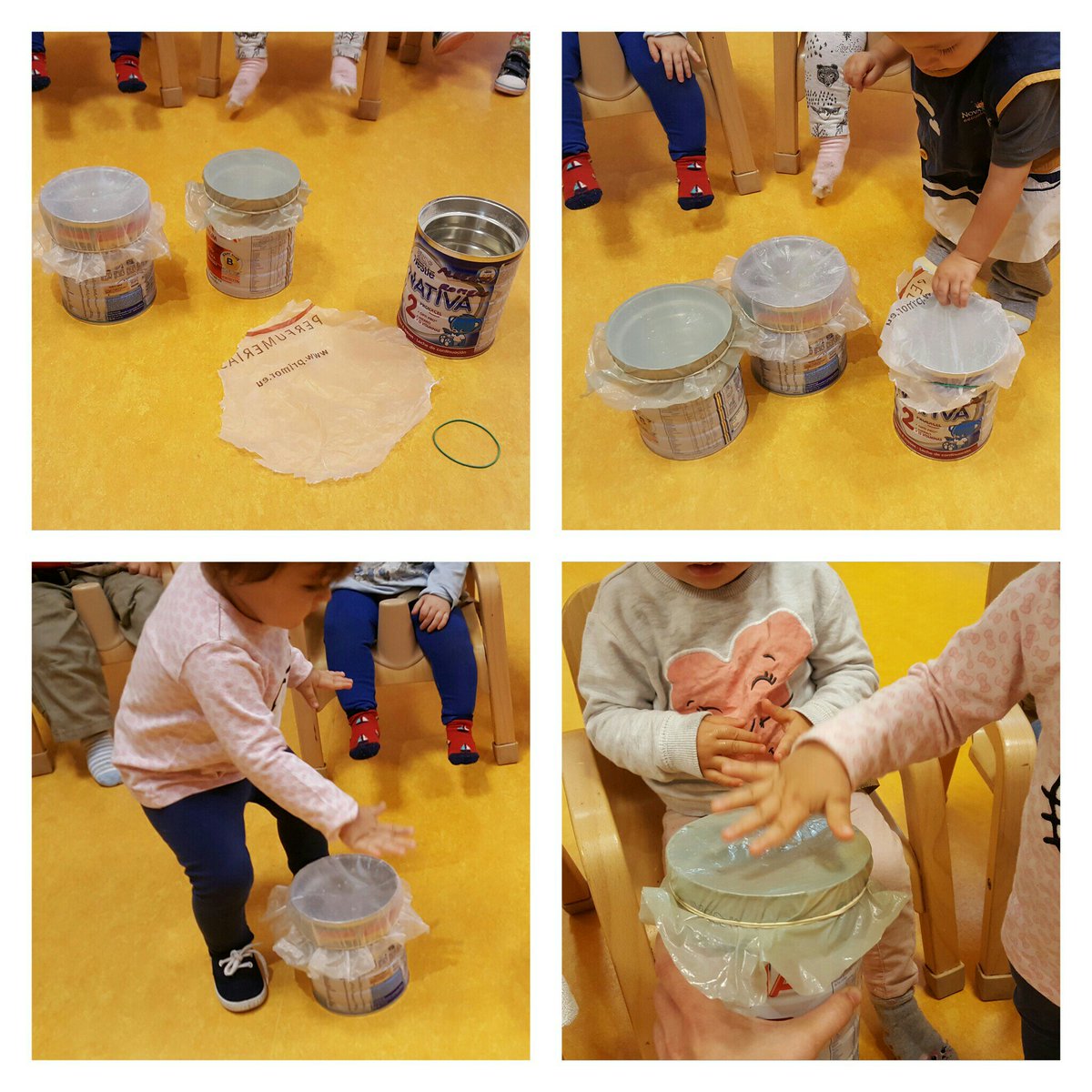 teacherpaloma's tweet photo. @Novaschool_es @SilviaPalomoCis We make drums with cans! It's fun! #1yo #ProyectoDIY #MalagaCentro https://t.co/uOgxPaPzh1